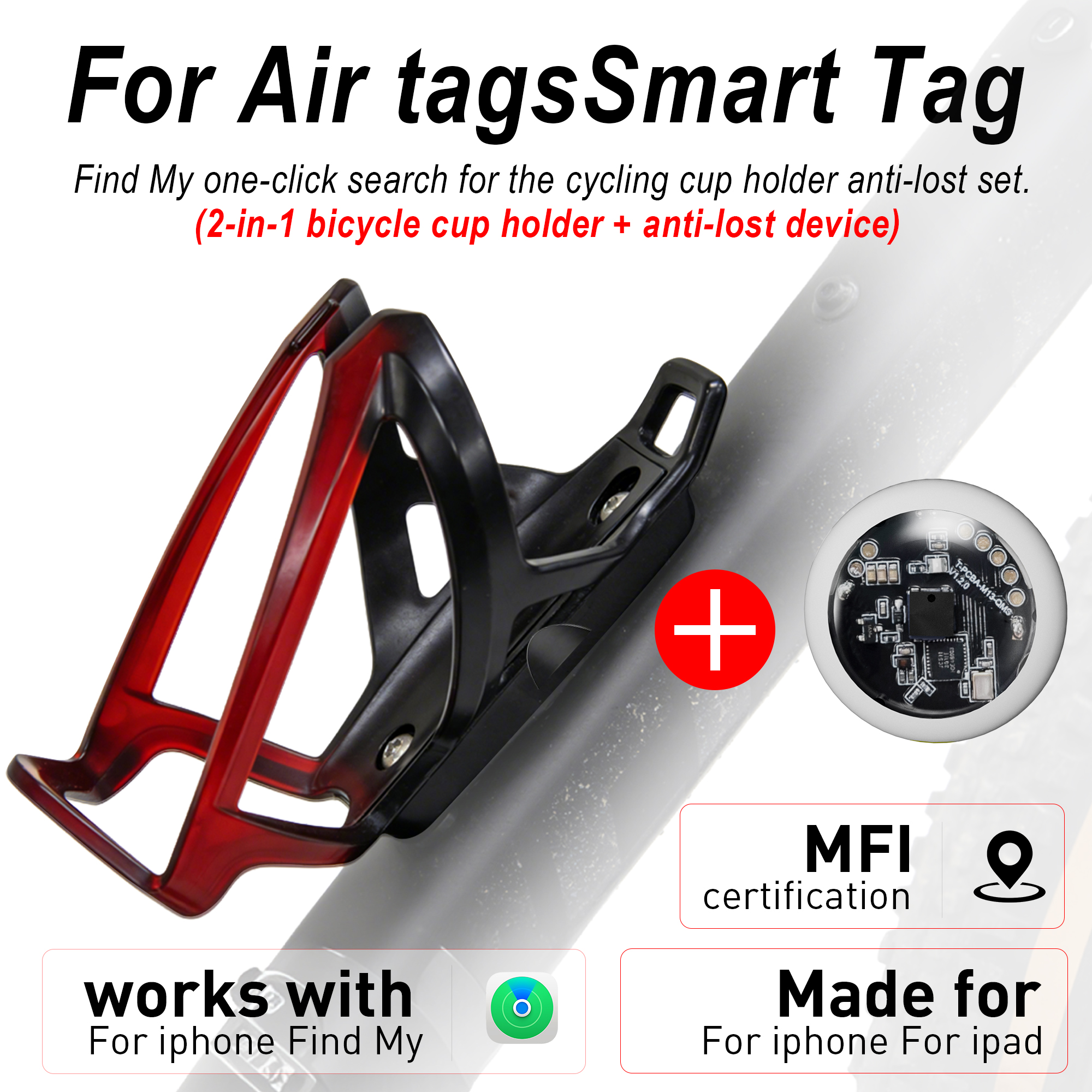 Smart Water Bottle Tracker - Mini Smart Tracker + Bicycle Water